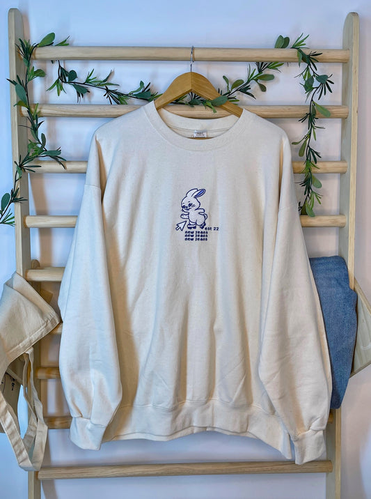 Bunny Skate Embroidered Sweater